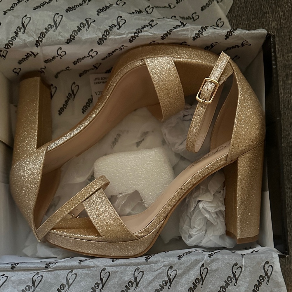 Champagne Glittering Gold Heels